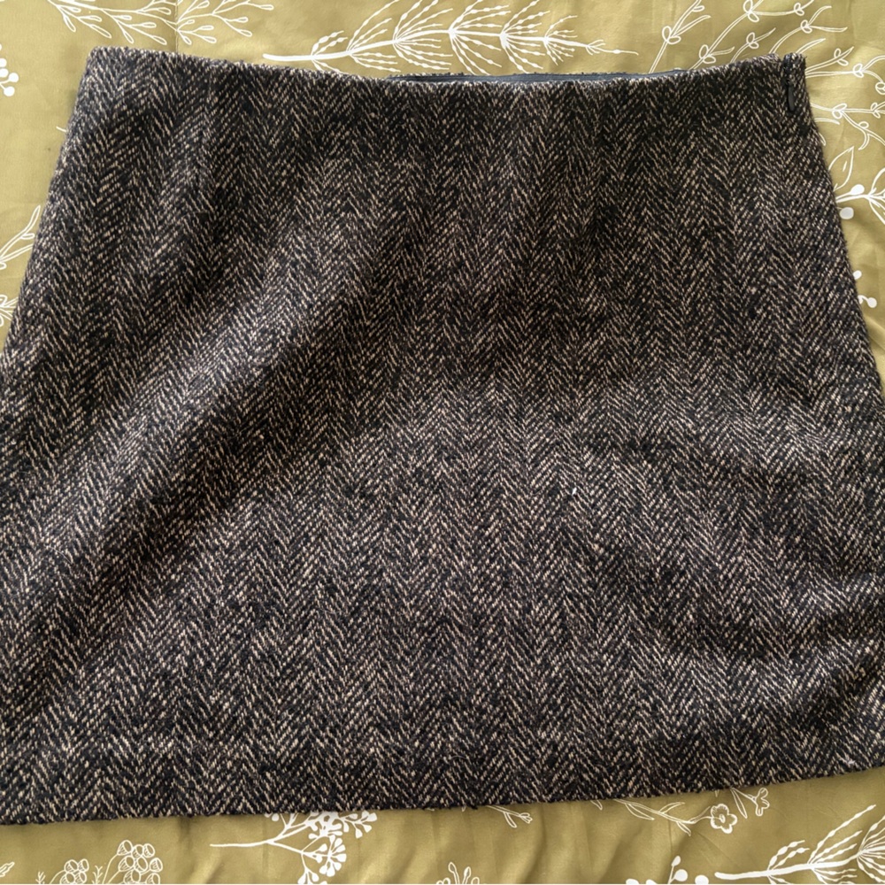 H&M Black and Brown Tweed Herringbone Mini Skirt